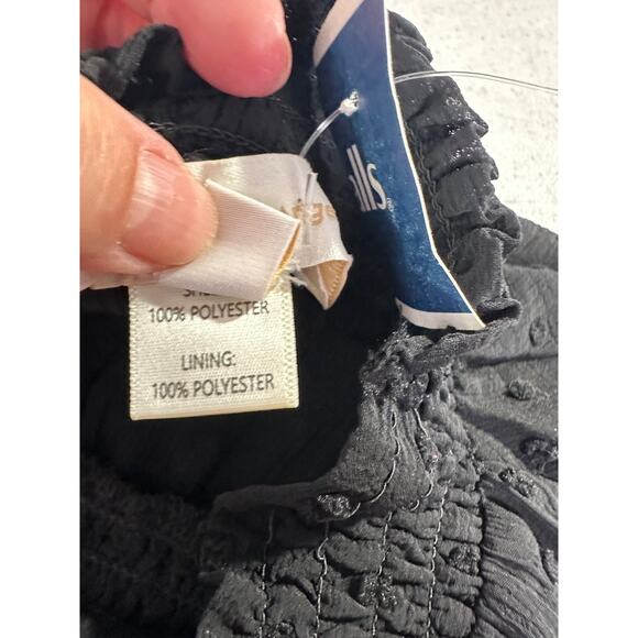 NEW Monteau Los Angeles S Black Tunic Textured Dot Lined Top Blouse D2 - Picture 5 of 7